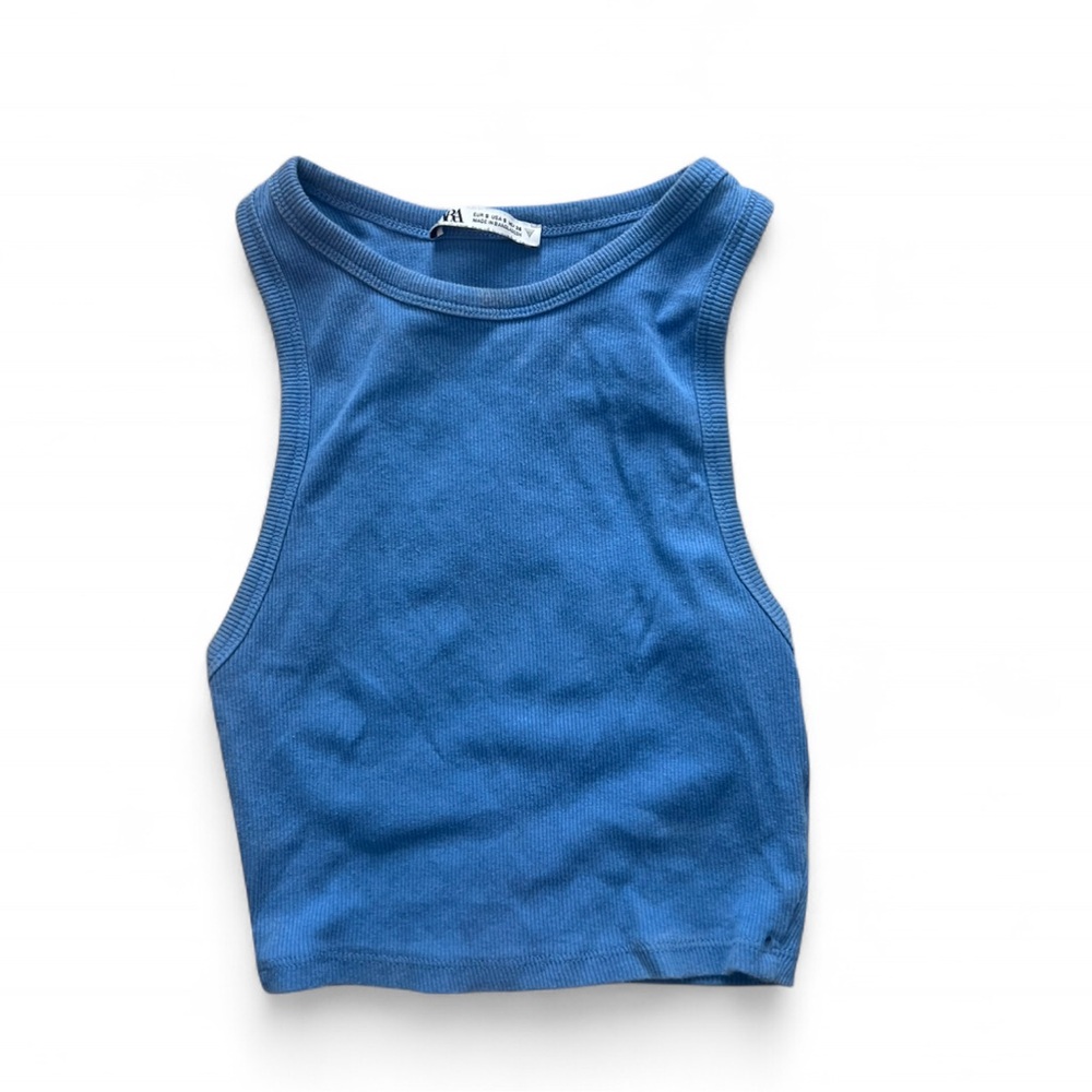 Zara Blue Crop Tank Top